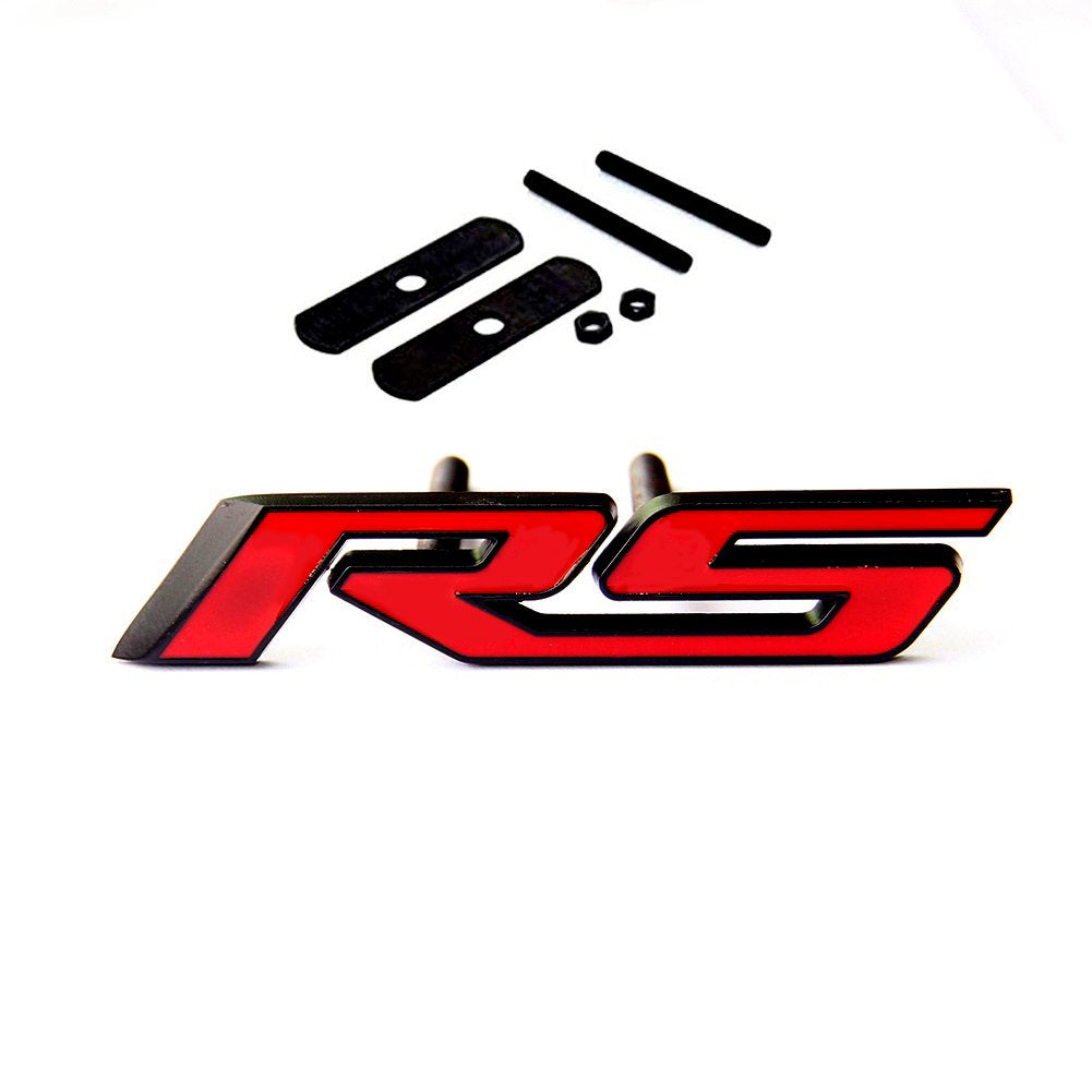 Yoaoo 1X Oem Black Grille Rs Emblem Badge 3D Metal Compatible With Zl1 1Le Series Matte Black Red