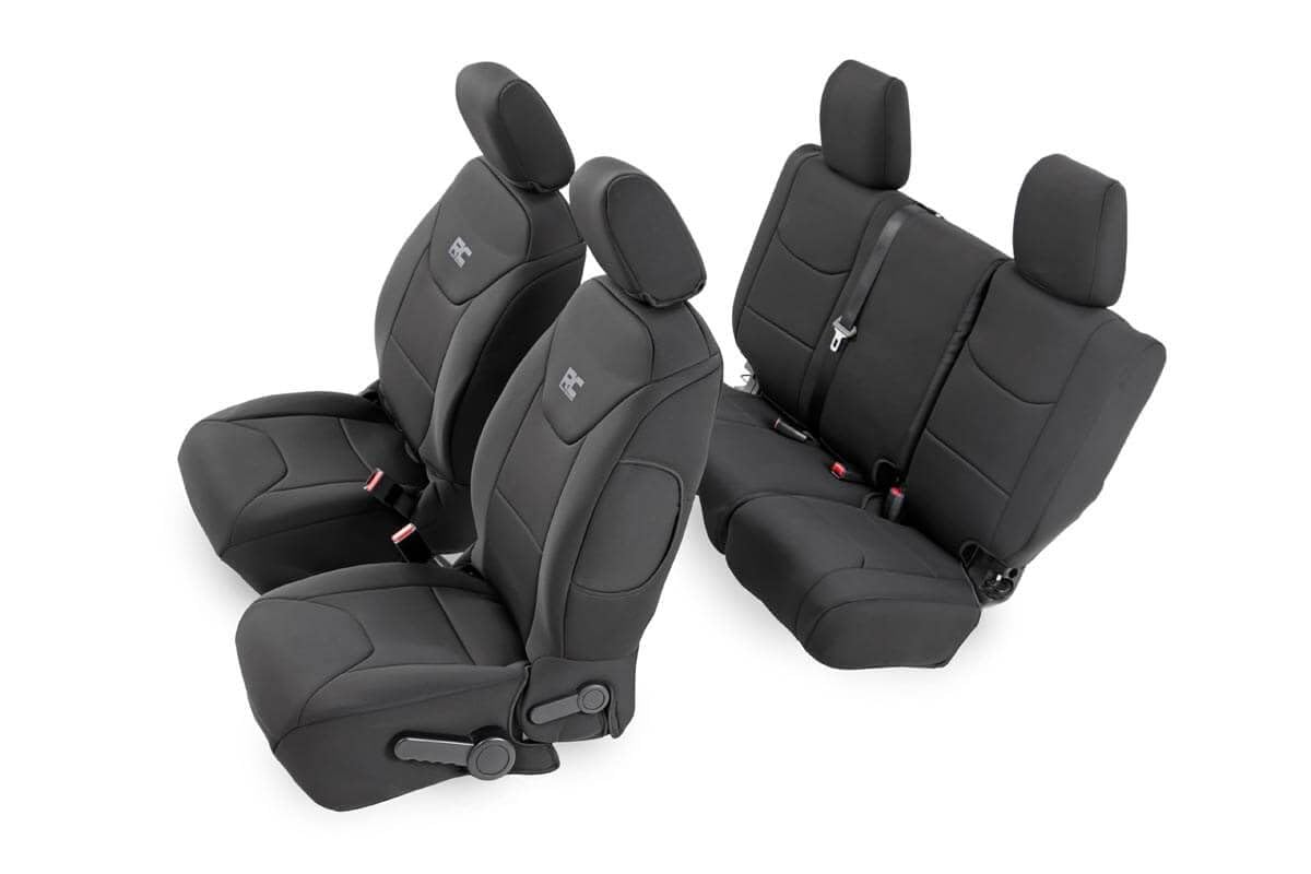 Rough Country Neoprene Seat Covers For Jeep Wrangler Unlimited 4-Door (2008-2010) - Waterproof & Uv Resistant, Foam Padded, Fron