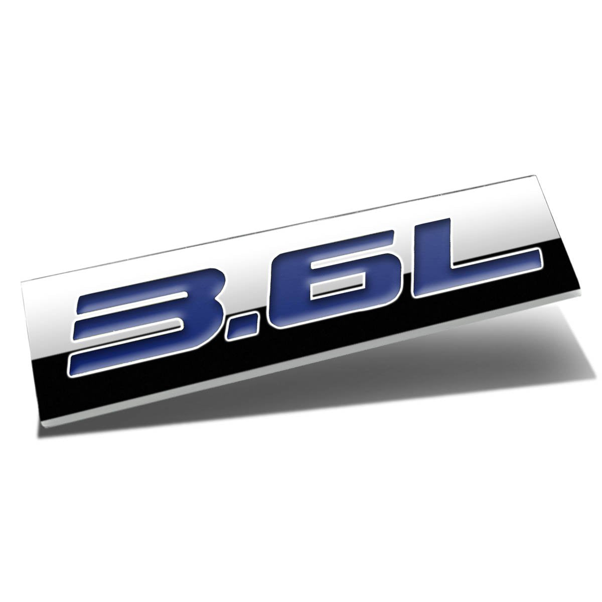 Trunk Sticker Decal Badge 3.6L Metal Emblem, Chrome Trim, Blue Letter