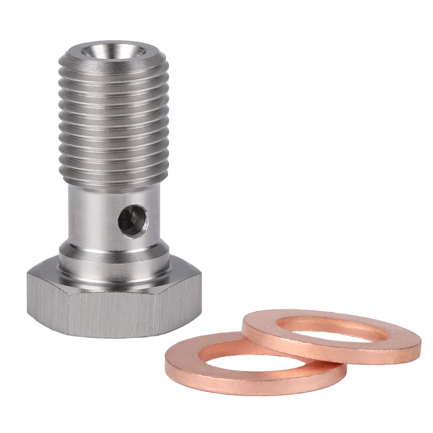 Podavelle 3An 3/8 X 24 Unf Stainless Steel Single Banjo Bolt Brake Fitting Adapter 20Mm Long With Copper Washers