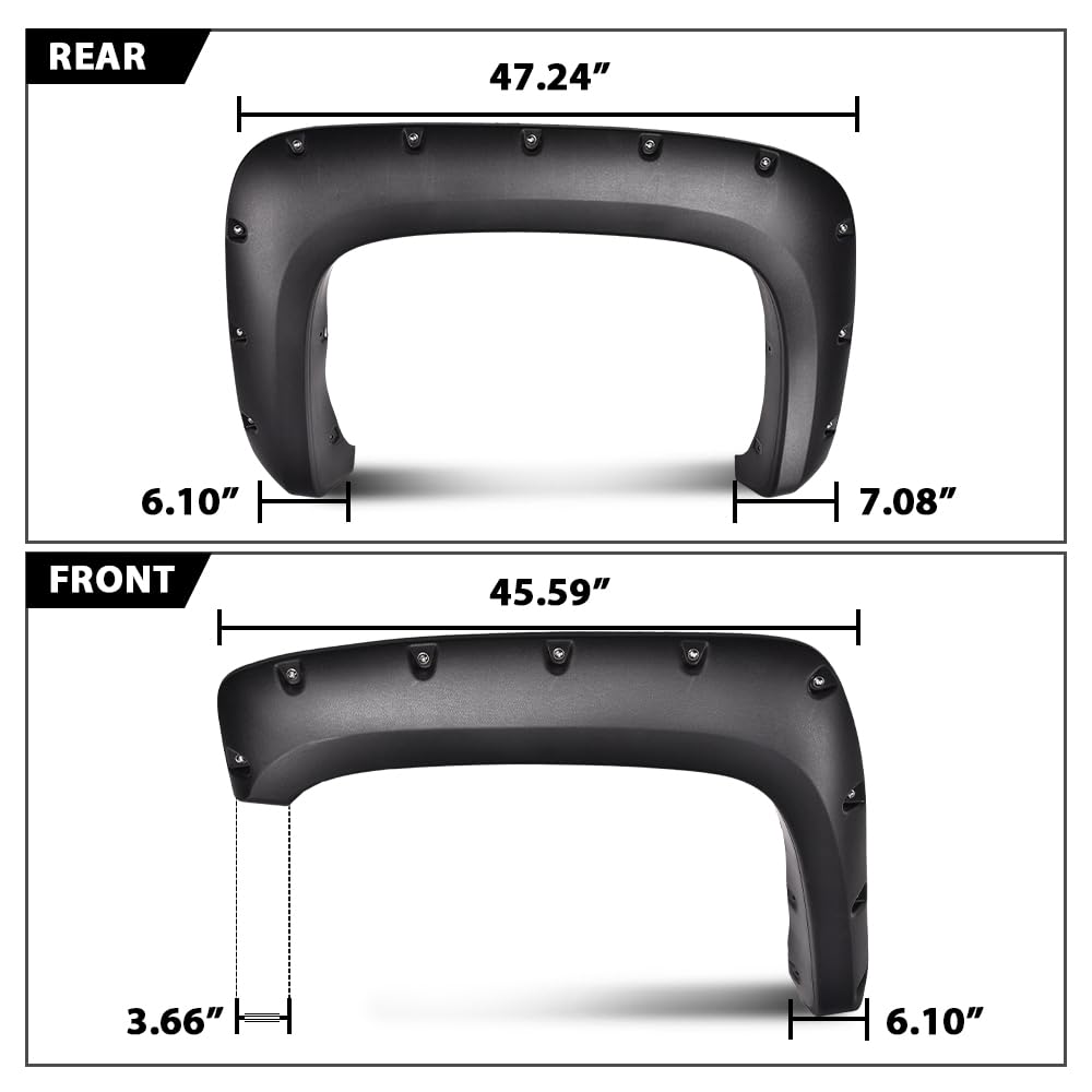 G-Plus Pocket Rivet Fender Flares, Compatible With Chevy Silverado 1500 07-13/ Silverado 2500Hd 3500Hd 07-14[Not Fit Gmc Sierra]