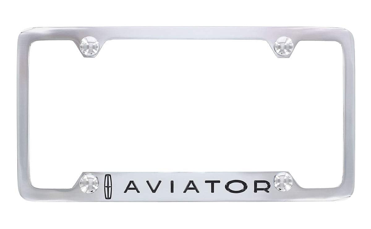 Aviator Wordmark With Lincoln Logo Chrome Plated Metal License Plate Frame Holder 4 Hole