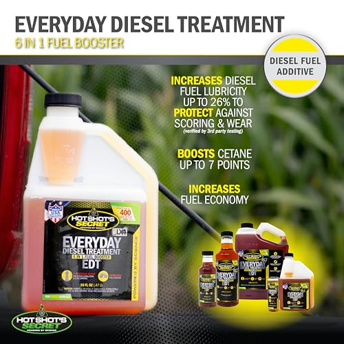Hot Shot's Secret Diesel Treatment - 6-in-1 Additive, Injector & Fuel System Cleaner, 1 Gallon, Model HSSEDT01G, Brown