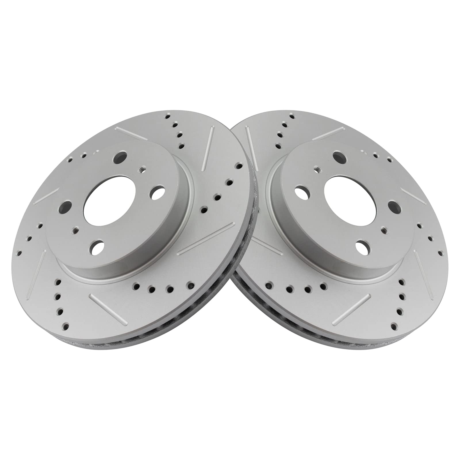 Trq Front Performance Brake Rotors Set Premium G-Coated Cross Drilled & Slotted Compatible With 2004-2006 Scion Xa Xb