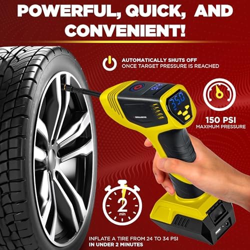 Bullseye Pro Tire Inflator Portable Air Compressor, Car Tire Inflator Portable, Portable Air Pump for Car Tires - 150PSI, 12V DC