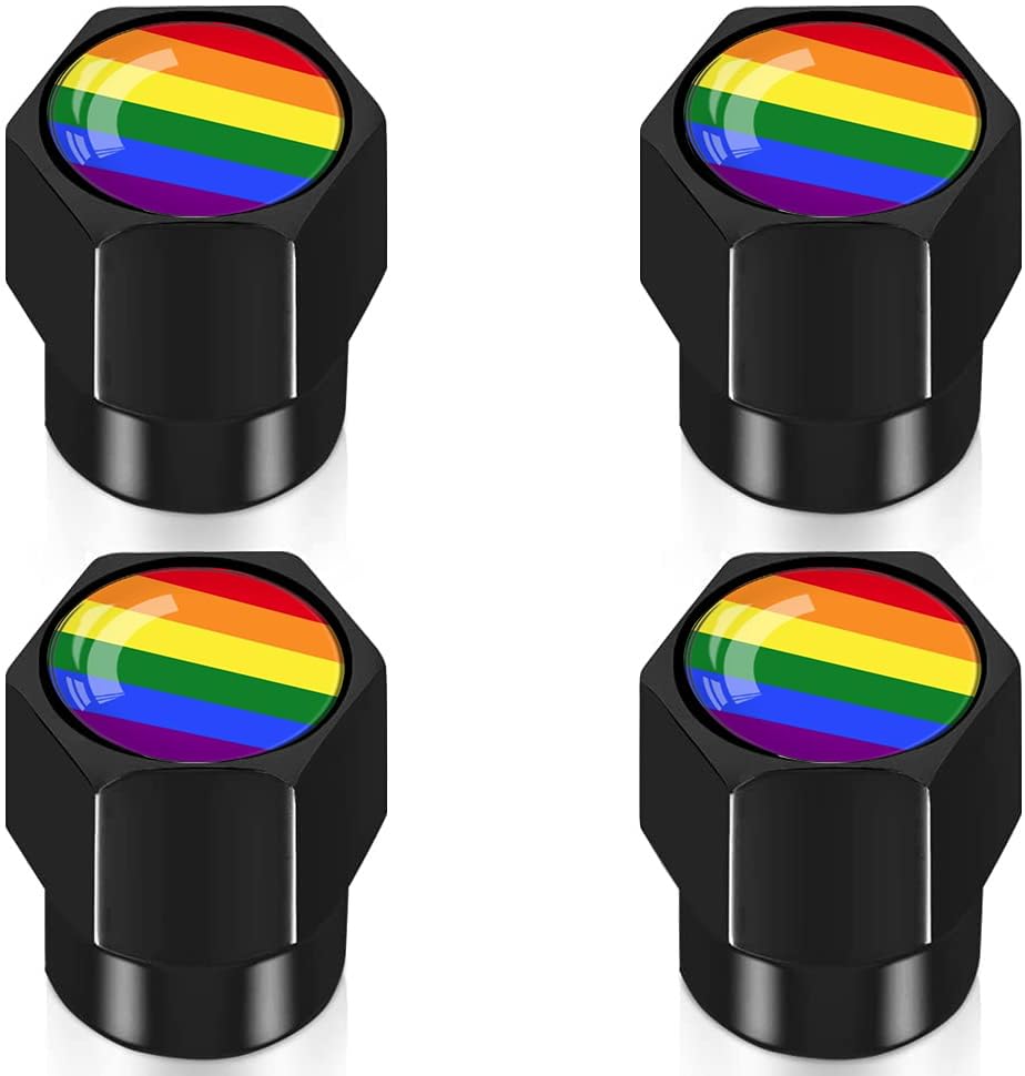 4Pcs Tire Valve Stem Caps Pride Explosion Valve Cover Aluminum Alloy Compatible With Car Truck Suv Pride Car Accessories