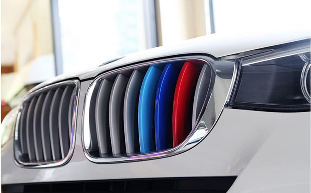 Xotic Tech M-Colored Tri Grille Insert Trims Strips, Front Center Kidney Grilles Compatible with BMW X5 F15 2014-2018, X6 F16 20