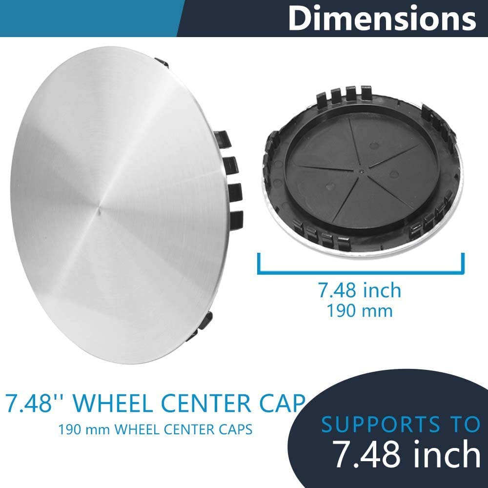 steel.frame.motor 190MM Center Caps for Chevy Silverado 7.48in OD ABS Plastic Silver 1992-1999 15inch Rim Replacement Caps