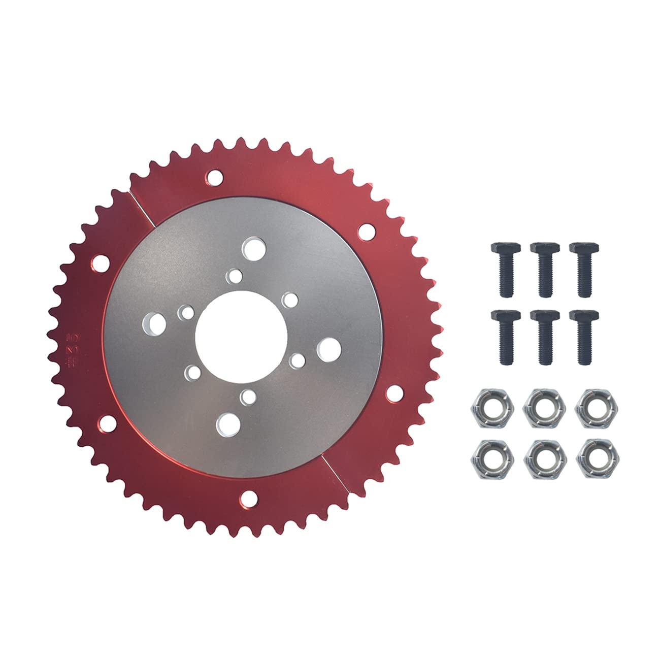 Vcujsuc 53T Split Sprocket Adapter With Sprocket For Universal Mini Bike Go Kart(Silver)