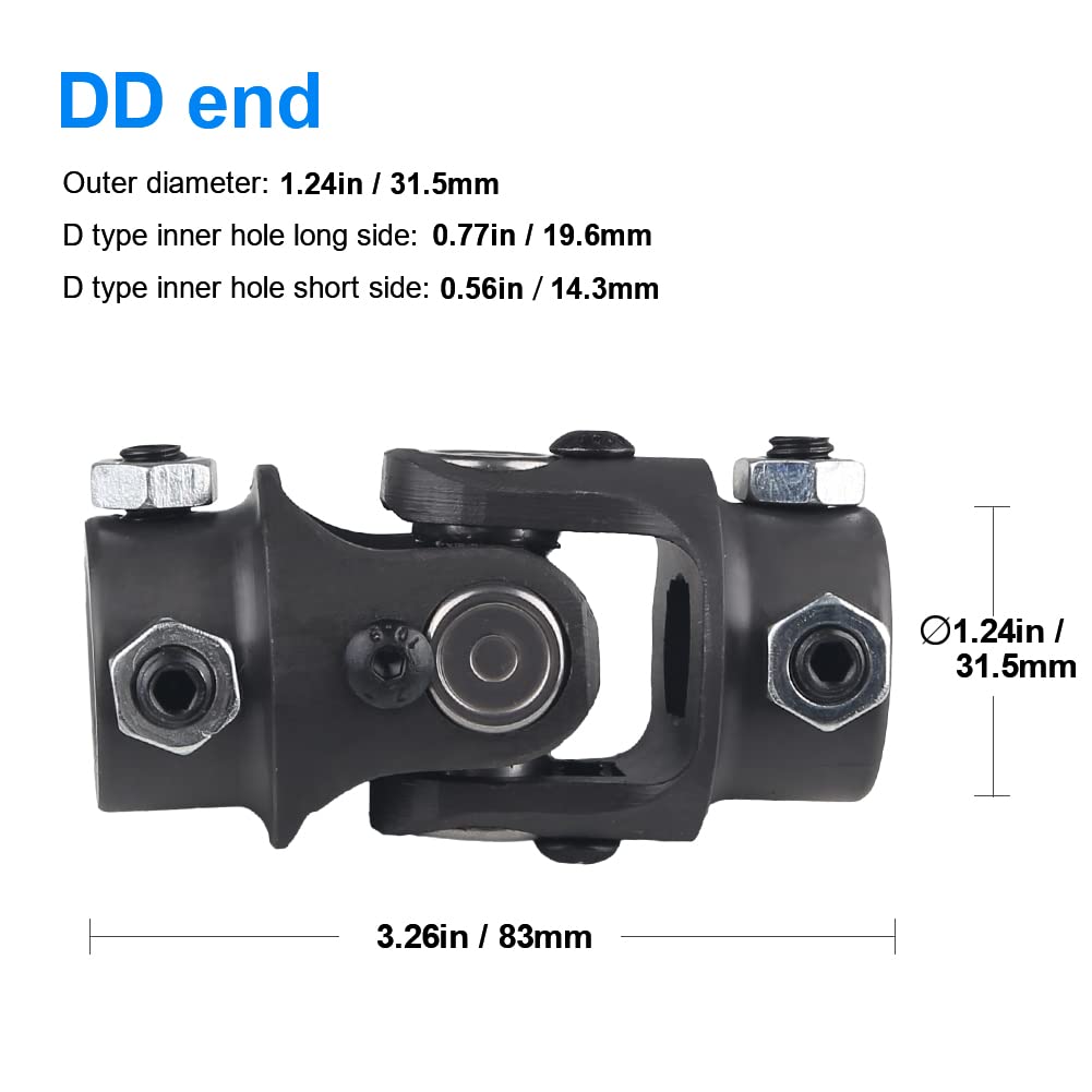 Wmphe 3/4' Dd X 3/4' Dd Steering Shaft Universal U Joint, Total Length: 83Mm (3-1/4')