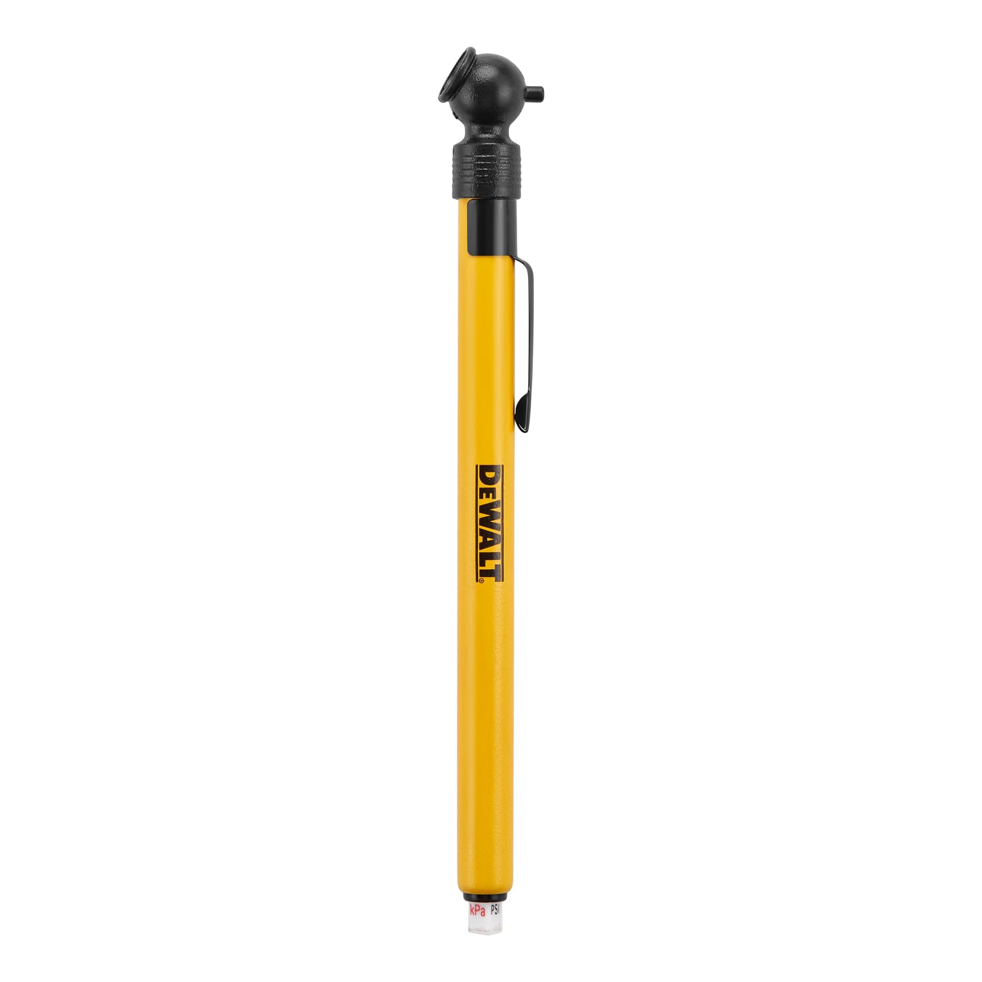 DEWALT Pencil Tire Pressure Gauge with Tread Depth Gauge, 10-70 PSI, Compact Size with Metal Clip, Durable Design for Accurate M