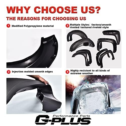 G-PLUS 4PCS Textured Fender Flares for Ford F150 2009-2014, Black, Fits 67"/78.8"/97.4" Styleside Beds, Wheel