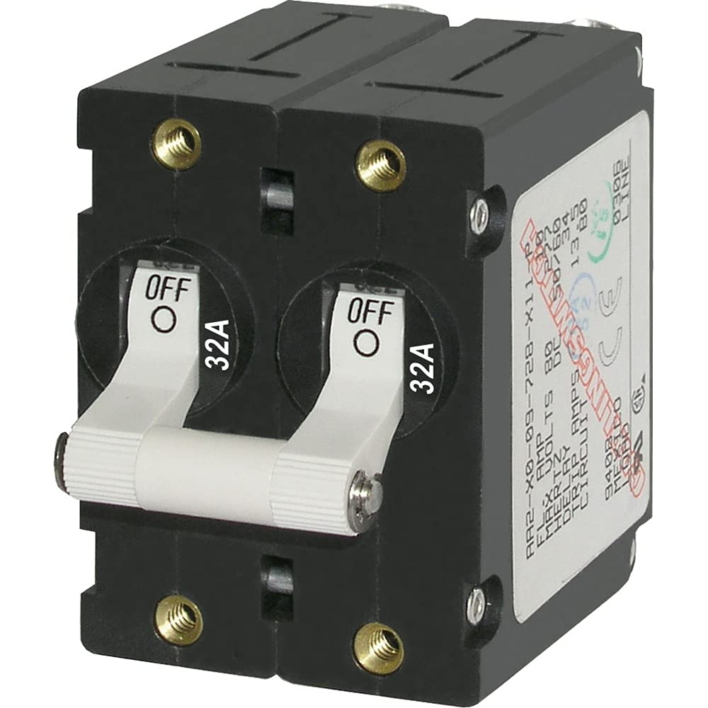 Blue Sea Systems A-Series White Toggle Double Pole 32A Circuit Breaker