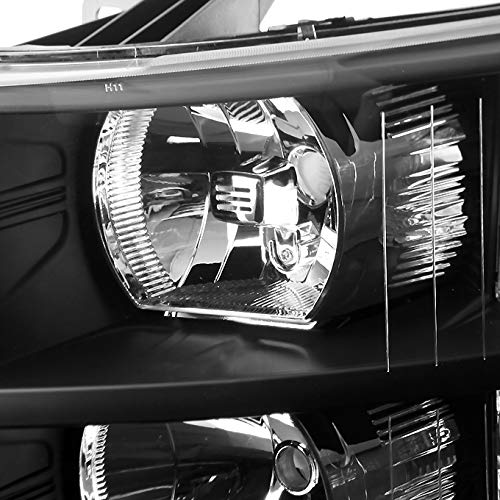 Akkon - For 2007-2013 Chevy Silverado Replacement Black Bezel Headlights Driver/Passenger Head Lamps Pair Replacement