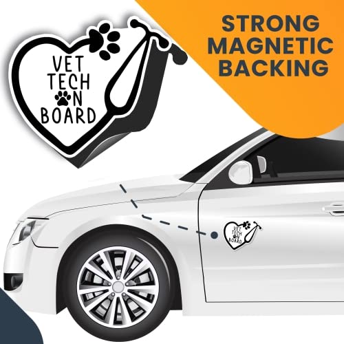Magnet Me Up Vet Tech On Board Magnet Decal, 5X5.5 Inches, Heavy Duty Automotive Magnet For Car Truck Suv, Any Magnetic Surface,