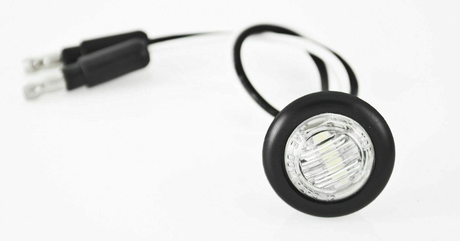 3/4 (.75 Inch) Mini Clear Lens Amber 3 Led Clearance Lamp Round Indicator Fender Side Marker Lights Waterproof With Black Ring C
