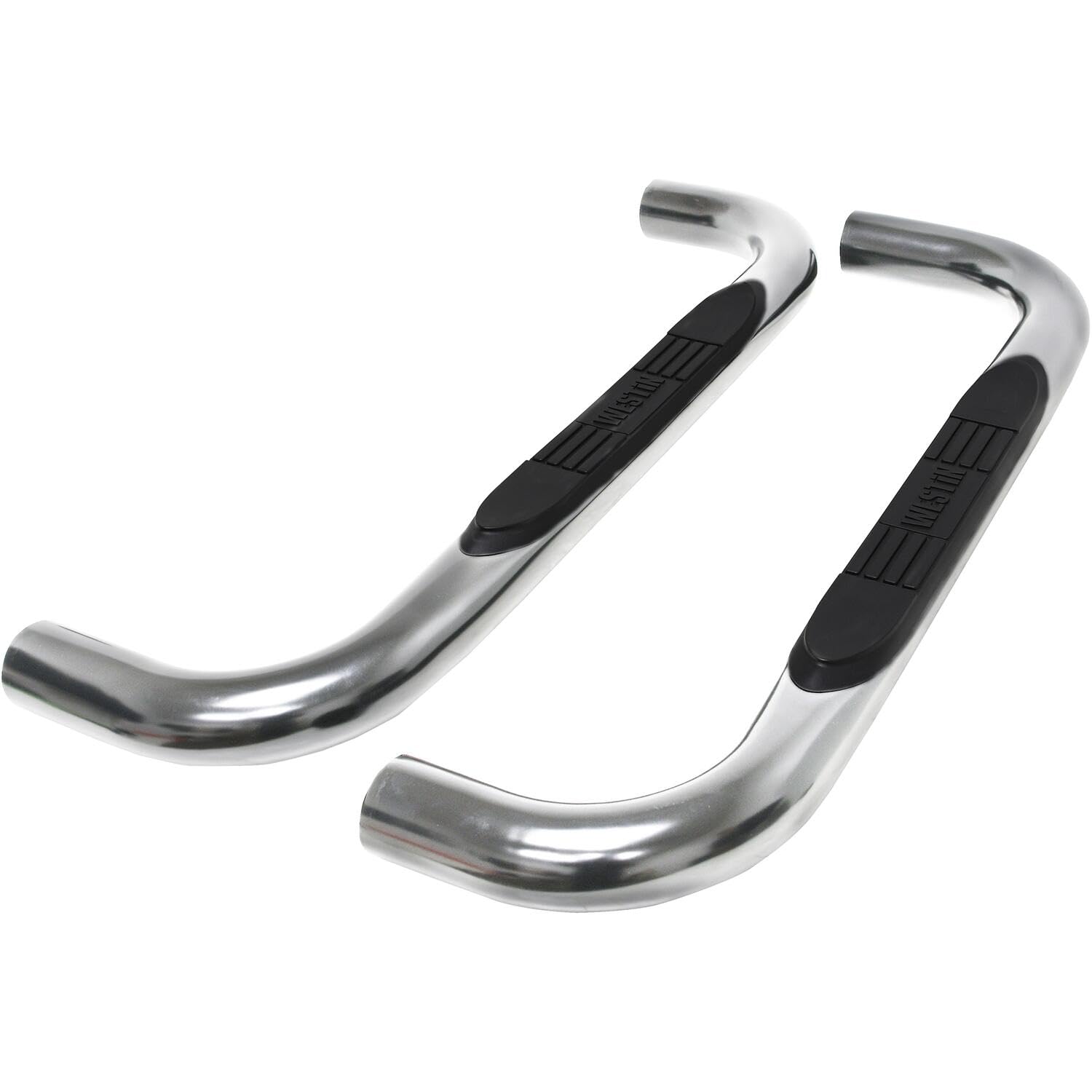 Westin 23-4110 E-Series 3 Round Nerf Bars Fits 2019-2024 Silverado Sierra 1500 Standard Cab Stainless Steel Pair