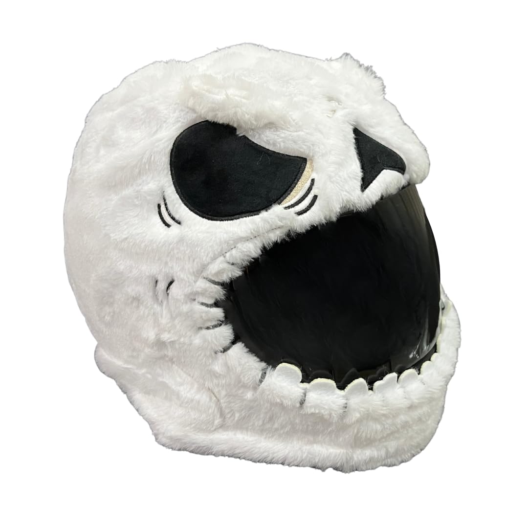 Carbon Moto Gear Skull Motorcycle Helmet Cover Sleeve - Funny Halloween Full Face - One Size - White