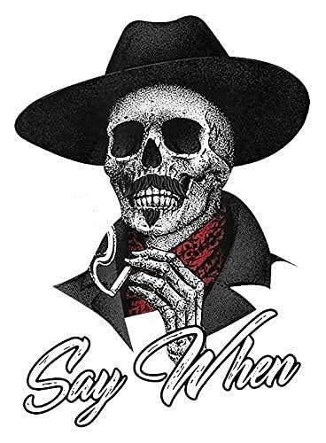 JMM Industries 4-Inch Premium Vinyl Sticker Decal - Say When Doc Holiday Skeleton Skull Tombstone - Multicolor, Model PDS2146