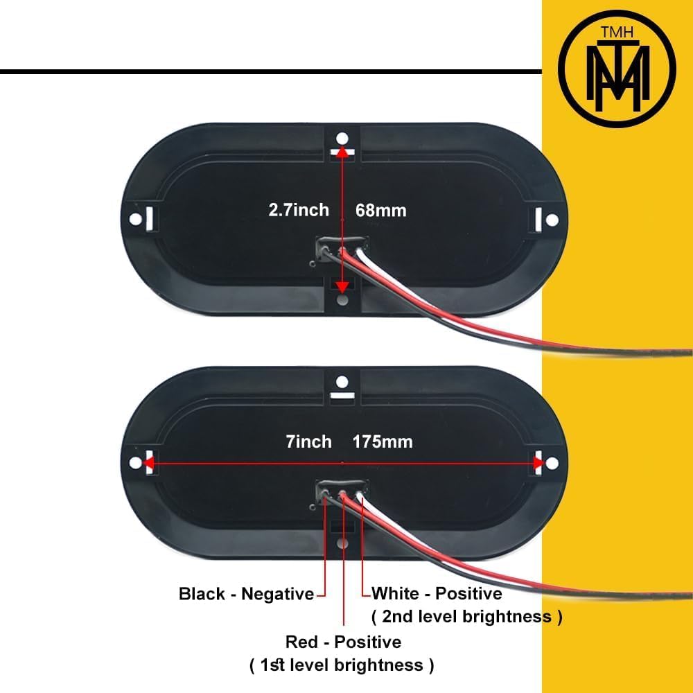 Tmh 6'' Oval Red Led Trailer Tail Light Surface Mount 10 Led Waterproof Stop Brake Turn Trailer Lights For Truck Rv Bus Lorry Lo