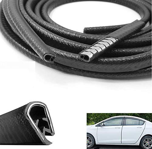 Otoliman Steel Coating Black Rubber 10Mmx5Metres(16Feets) Car Door Edge Scratch Guard Trim Molding Protector Cover Full Size 5M