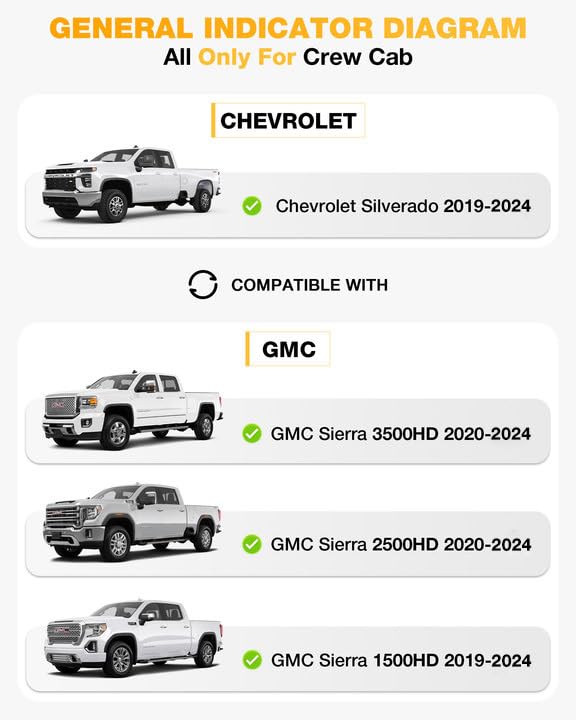 3W Floor Mats Fit For 2019-2024 2025 Chevy Silverado/Gmc Sierra Denali 1500 & 2020-2024 2025 Gmc Sierra 2500/3500 Hd Crew Cab Tp