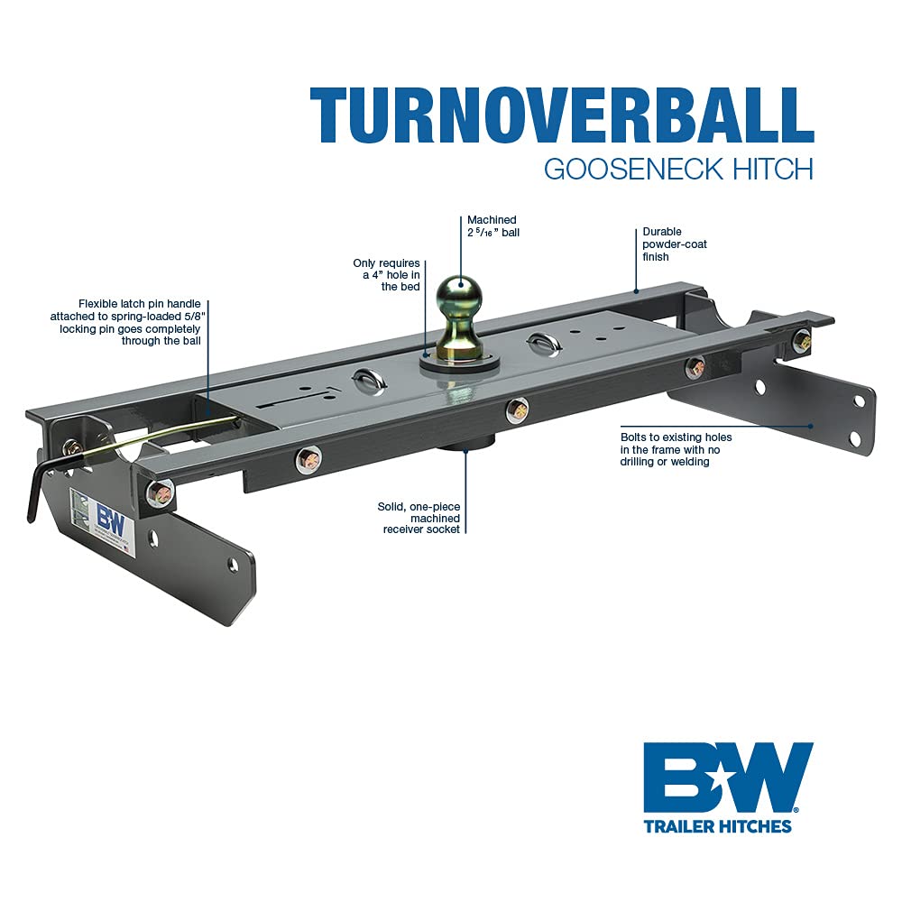 B&W Trailer Hitches Turnoverball Gooseneck Hitch - Gnrk1313 - Compatible With 2003-2009 Dodge 2500 & 3500 Trucks And 2010-2012 Ram 2500 & 3500 Diesel Trucks