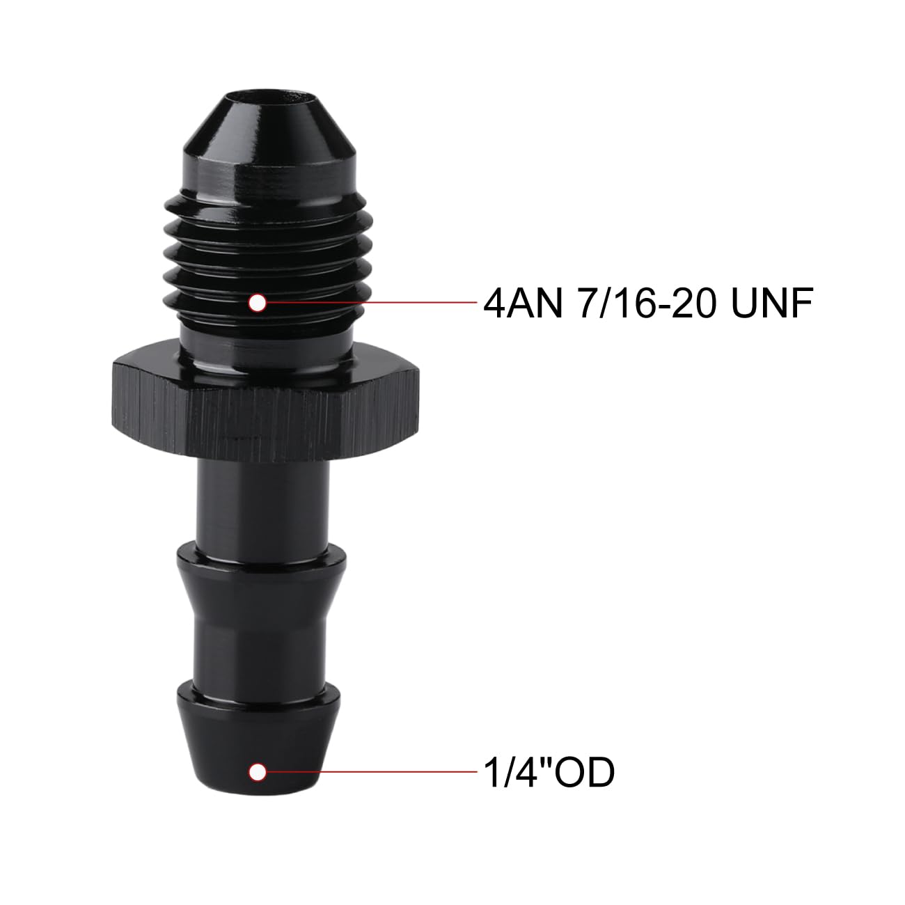 Podavelle 6An Male Flare To 3/8 Hose Barb Straight Fitting Adapter Aluminum Black