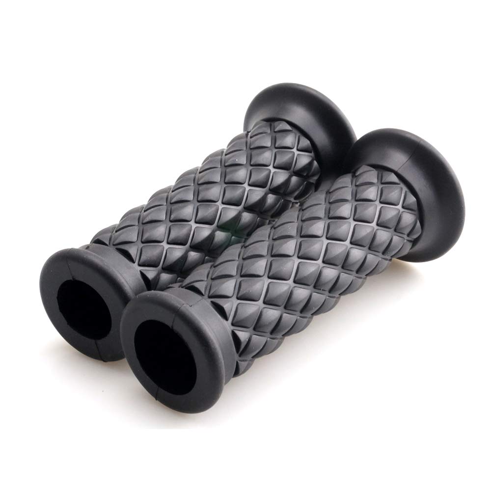 Motorcycle Vintage Non Slip Handlebar Grips 7/8' 22Mm 1' 24Mm Rubber Handle Grips, Open End (Black)