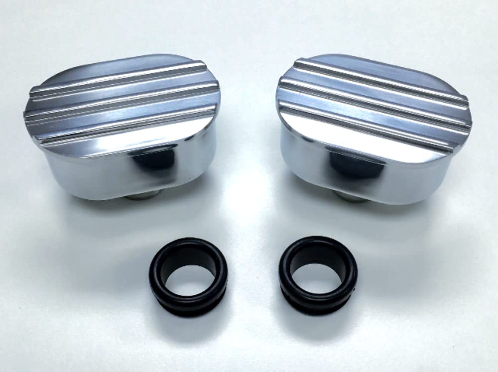 Hot Rod Oval Finned Polished Valve Cover Breather Kit W/Grommet SBC BBC V8