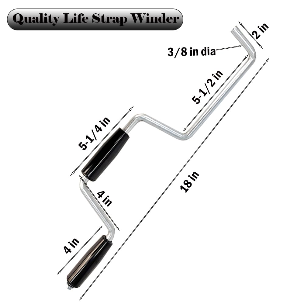 Quality Life Winch Strap Winder for Flatbed Trailer, Winding Straps Roll-up Hand Roller, Tie-Downs Winch Straps for Truck Traile
