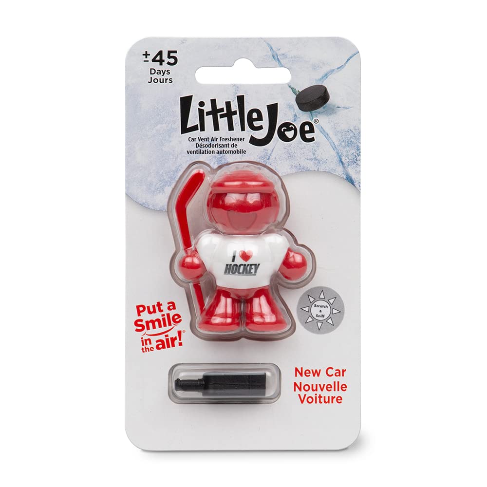 Little Joe 96427 I Love Hockey New Car Scent Red Car Air Freshener A/C Vent Clip Uses Alcohol-Free Fragrance Oil Is Non-Hazardous And Non-Toxic Plastic, Pack Of 1
