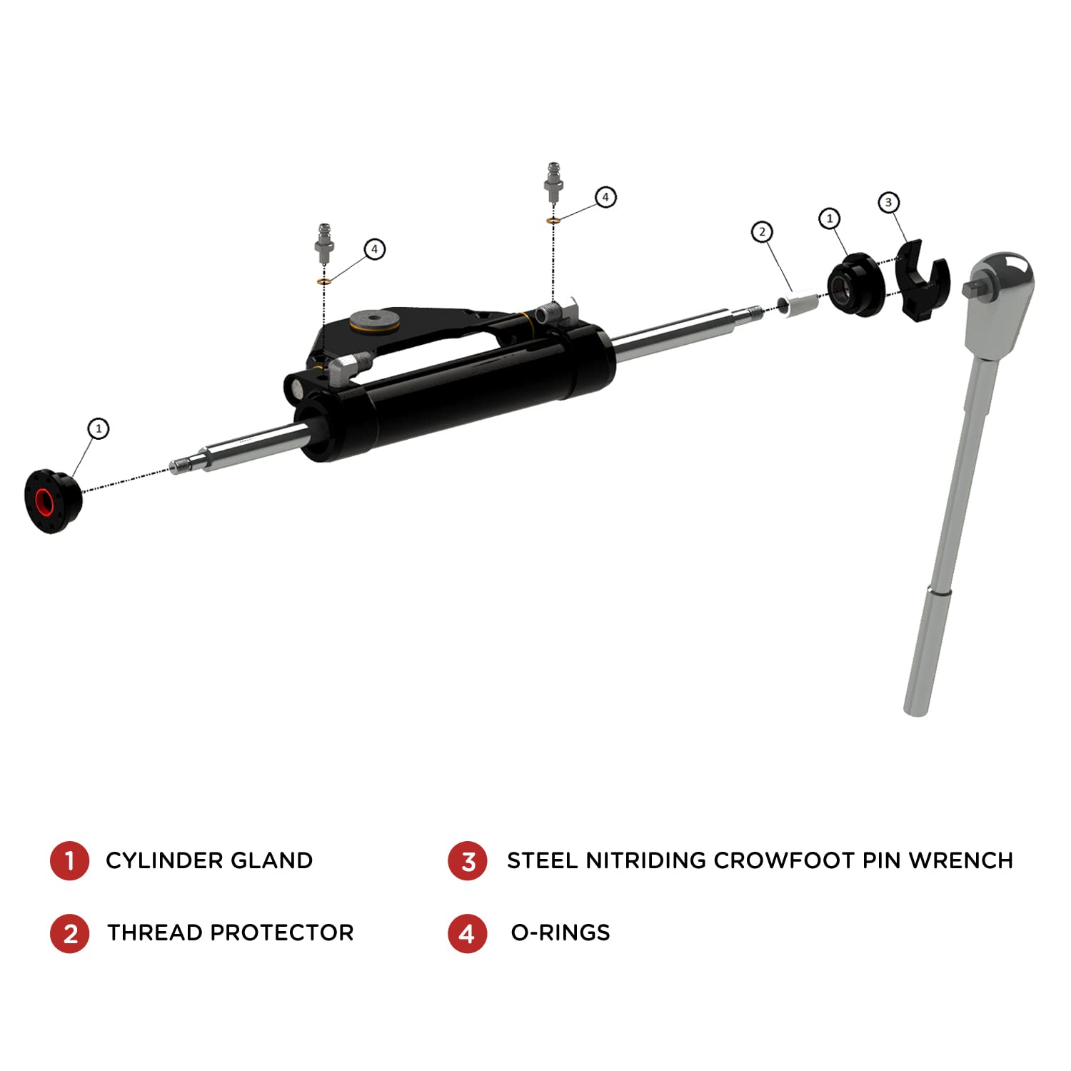Hs5157/Hs5167 Hydraulic Cylinder Seal Kit With Pin Wrench - Compatible With Seastar Hydraulic Steering System
