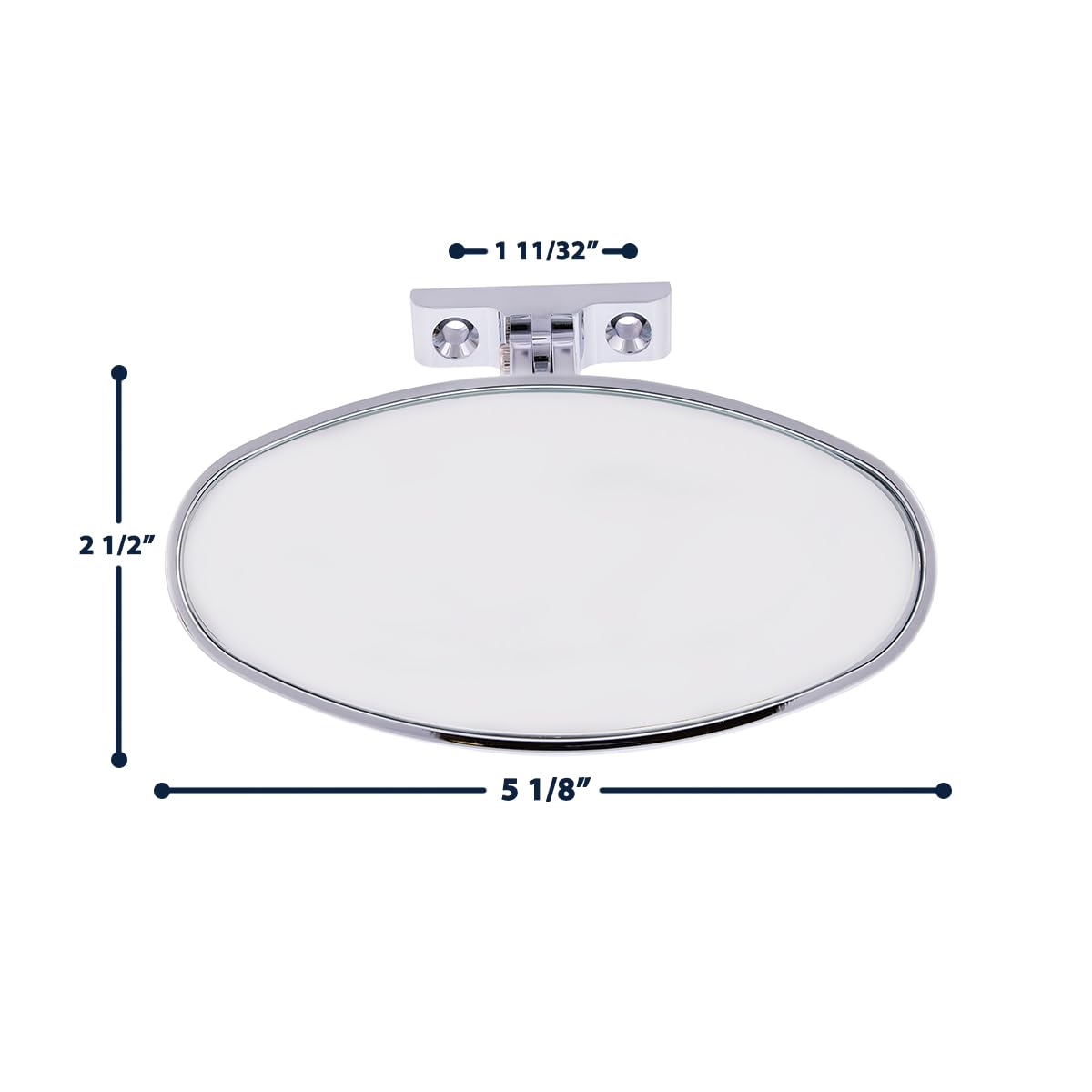 United Pacific Oval Chrome Plated Aluminum Interior Rear View Mirror With Screw-On Mount, 70804