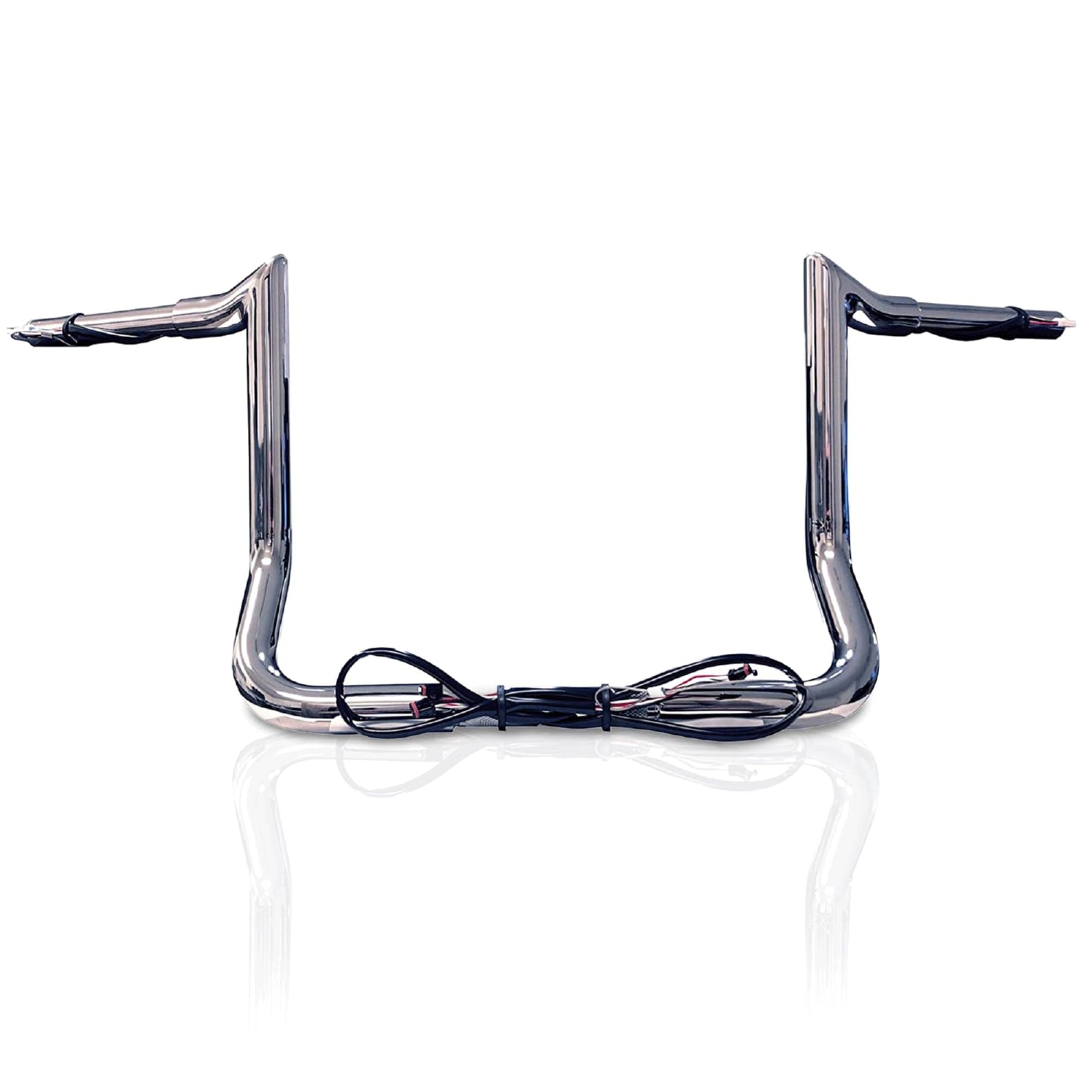 Dominator Industries 1 1/4' Pre-Wired 12' Meathook Bar Ape Hanger Handlebar Compatible With 2014-2023 Harley-Davidson Bagger Touring Electra, Street Glide, Special, Ultra Limited, Low (Chrome)