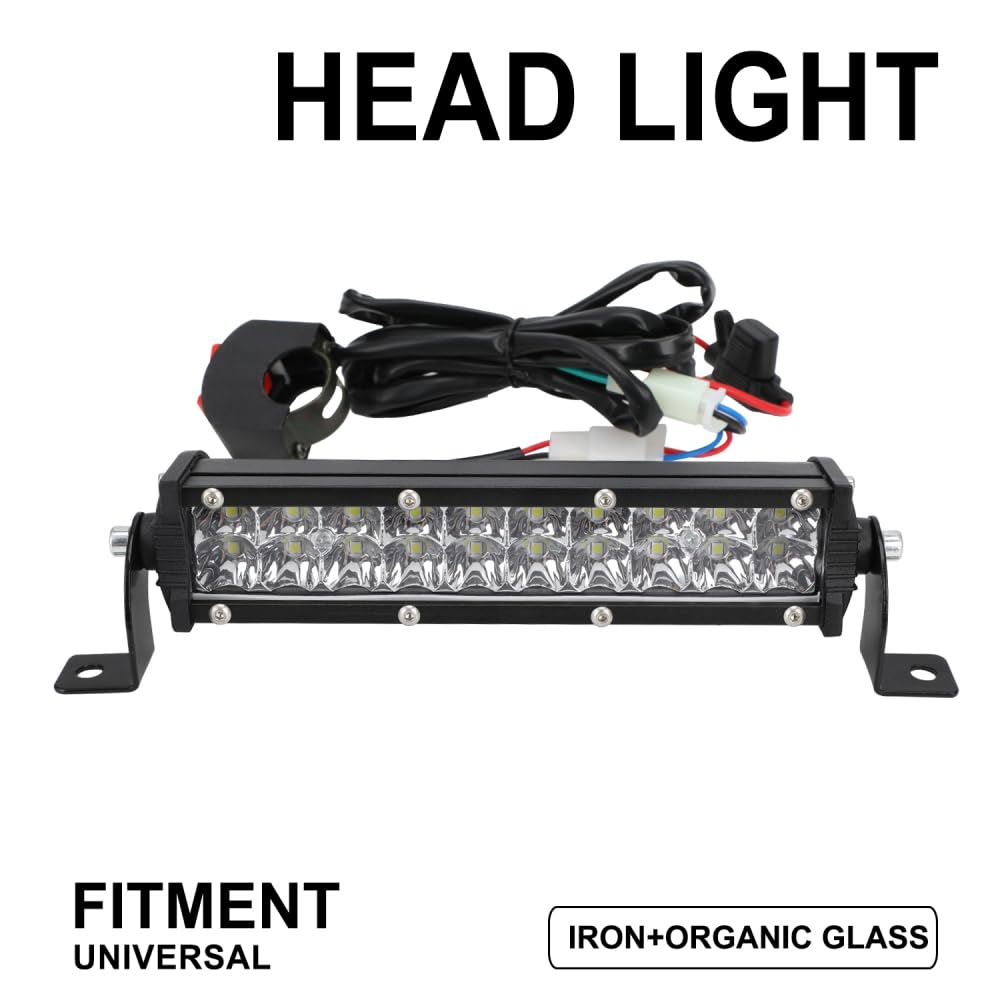 IUVWISN Motorcycle LED Light Bar 60W 2500Lm Plug-Play Kit for 7/8" Handlebar - Green, Model WX181200120, Universal for Dirt Bikes