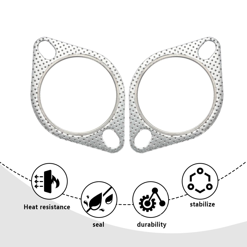 2 PCS Car Exhaust Gasket,2.5'' 2-Bolt Exhaust Flange Gasket Replacement OEM#120-06310-0002,Standard Exhaust Manifold Gasket Car