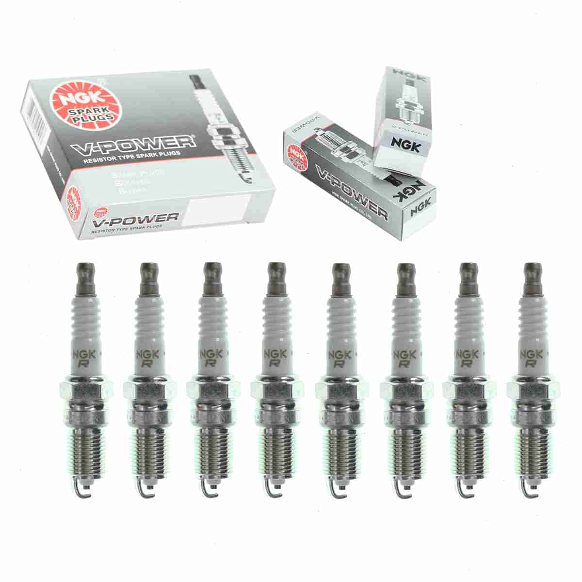 8 pc NGK V-Power Spark Plugs compatible with Ford E-250 4.6L 5.4L V8 2003-2014