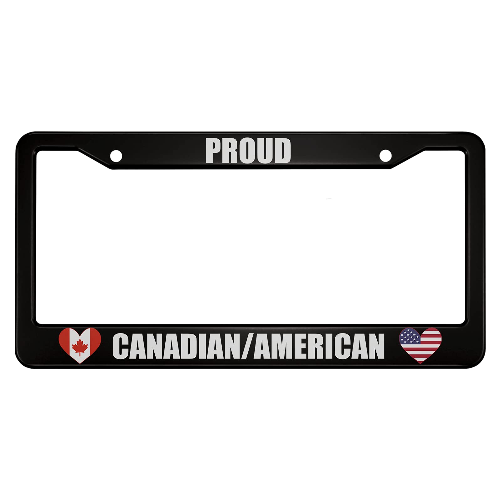 Ofloral Proud Canadian American Aluminum Alloy License Plate Frame Heart-Shaped Canadian And American Flags Applicable To Us Sta