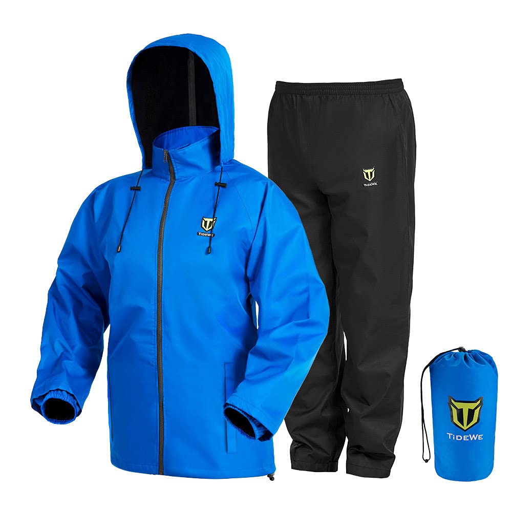 Tidewe Rain Suit, Waterproof Breathable Lightweight Rainwear (Blue Size Xl)
