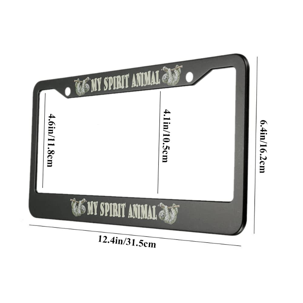 Ofloral My Spirit Animal Aluminum Alloy License Plate Frame Four Sloths Hanging On The Branch Applicable To Us Standard Car Meta