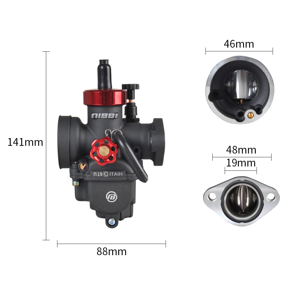NIBBI Motorcycle Carburetor 19mm 50CC 70CC 100CC Carburetor PE19FL With Carburetor Jets Fit YAMAHA KAWASAKI SUZUKI Apollo Dirt B
