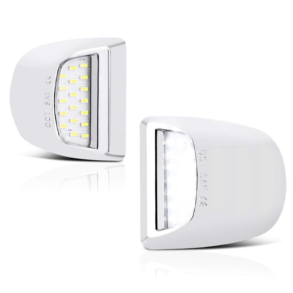 Vipmotoz Chrome Led License Plate Light Tag Lamp Assembly Housing Pair For Chevy Silverado Gmc Sierra 1500 2500 3500 Suburban Ta