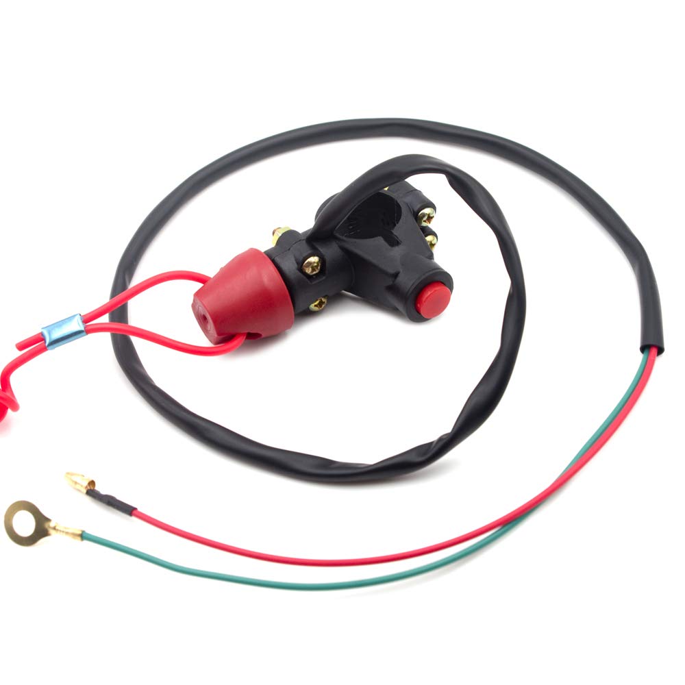 Royitay Kill Switch for 50cc-250cc ATV/Dirt Bike - Red Plastic Handlebar Mount Tether Engine