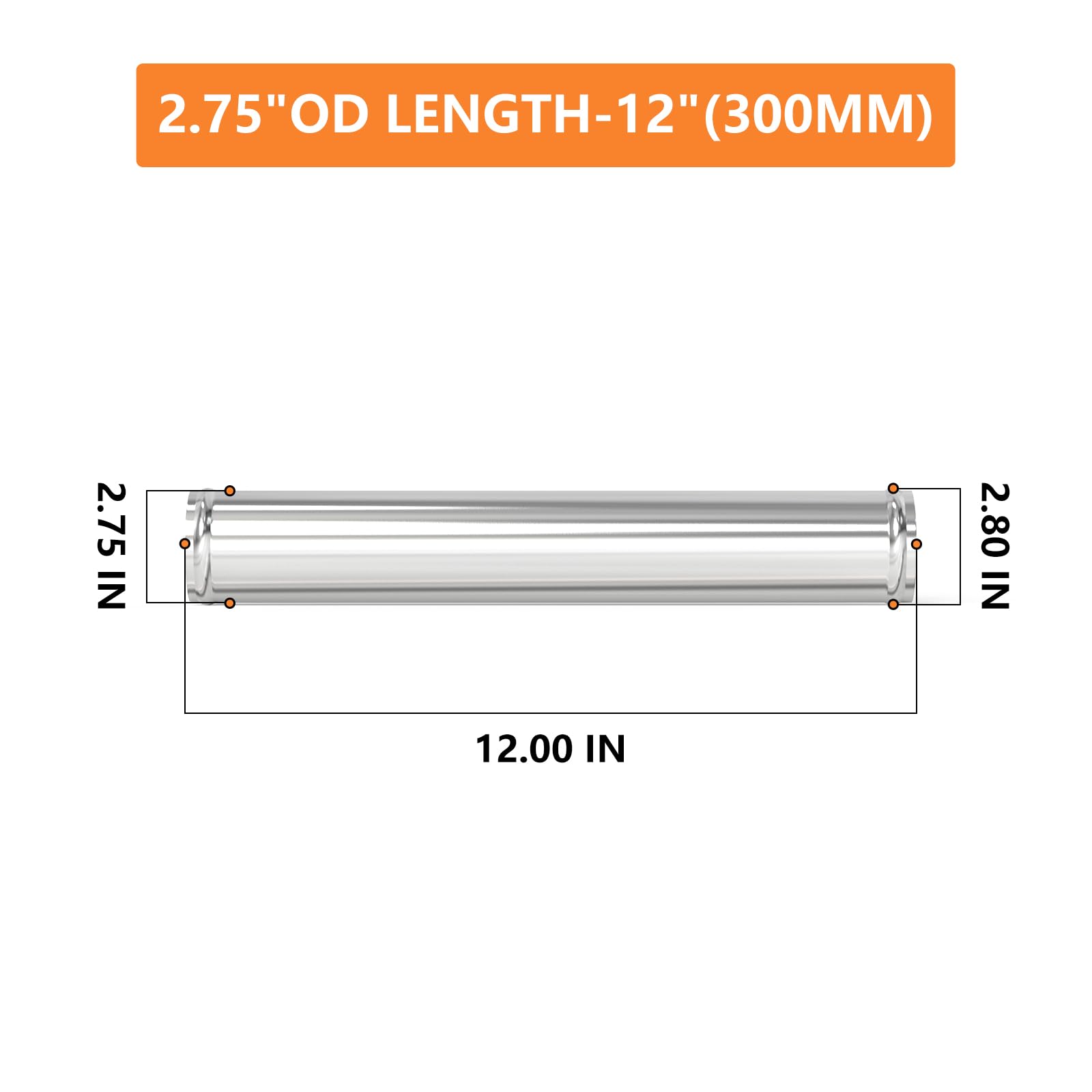 Gasher 1Pcs 12''(300Mm) Aluminum Alloy Tube Aluminum Straight 2.75''Od With Bead Roll, Intercooler Pipe For Intake And Cooling S
