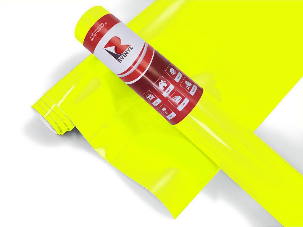 3M 1080 Series VCW17076 Satin Neon Fluorescent Yellow - 5ft x 6in - Dual Cast Car Wrap Vinyl Film - Controltac Air Release Adhes