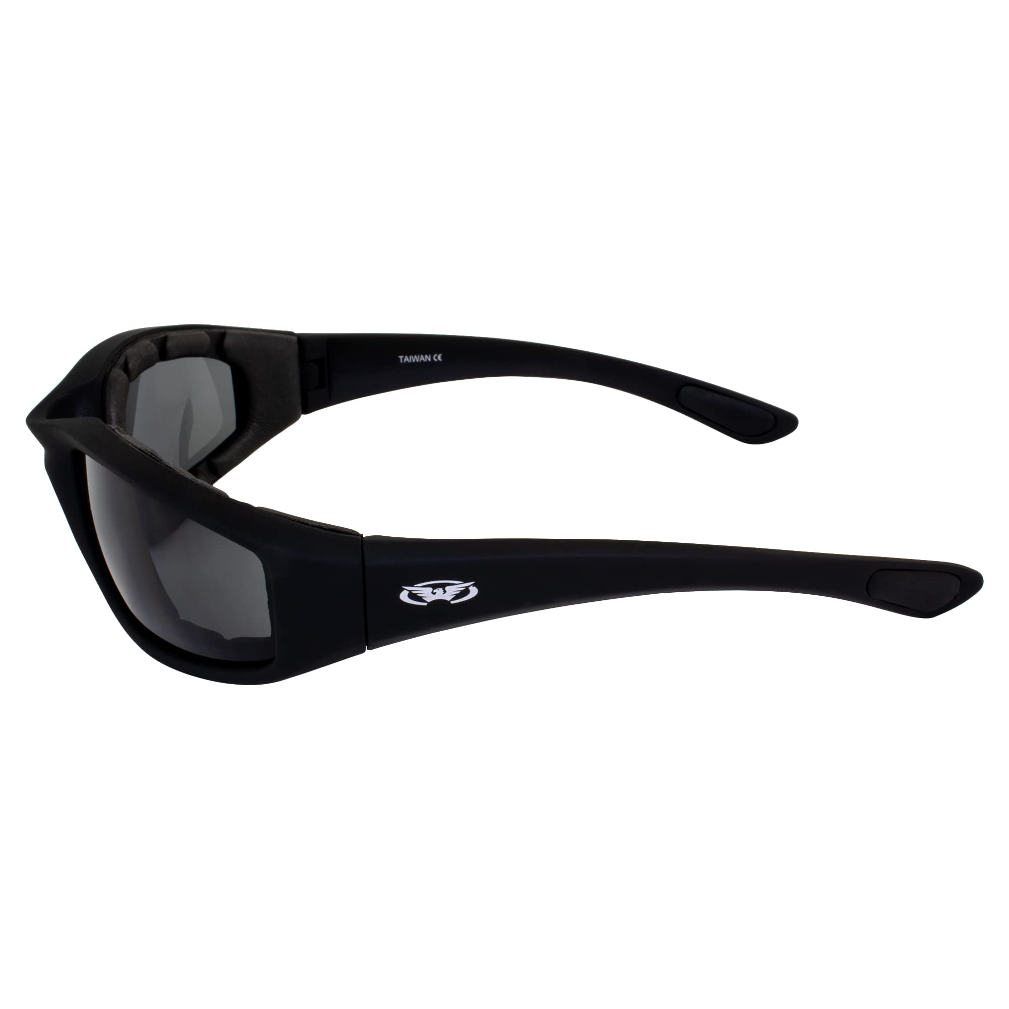 Global Vision Kickback Foam Padded Motorcycle Riding Sunglasses Atv Smoke Lens & Free Pouch