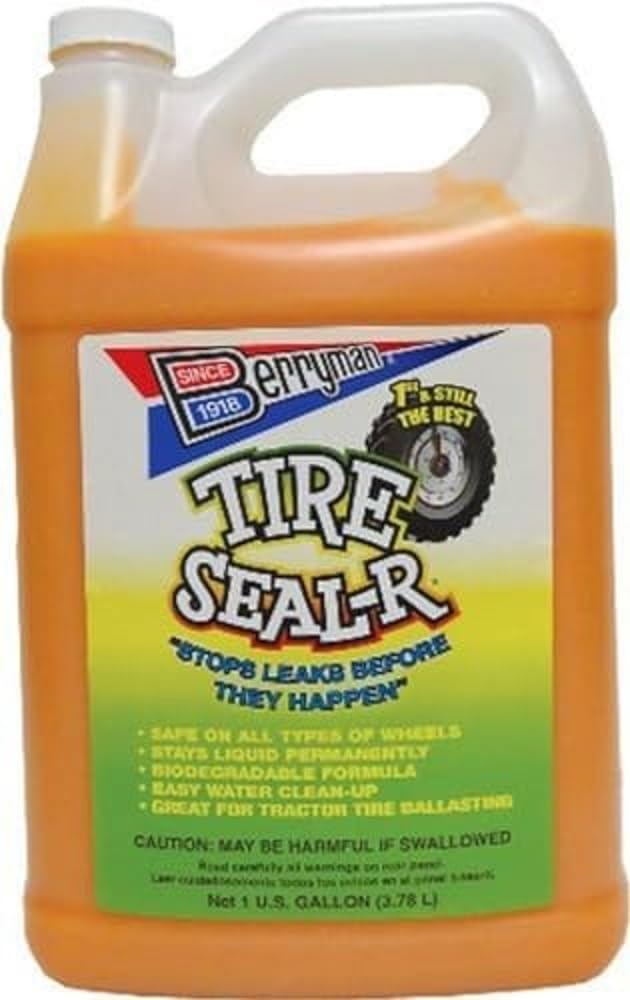 Berryman Products Tire Seal-R Sealing Compound, 1-Gallon Bottle, Clear, Rubber-based with Added Fibers, Model 1301