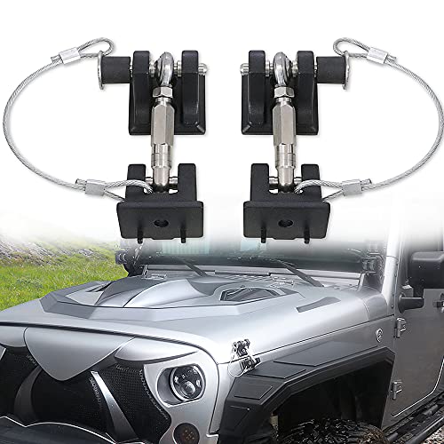 Sukemichi Jk Hood Latches For Jeep, Locking Hood Latch For Jeep Wrangler Jk Unlimited Sahara 2007-2018, Eliminate Hood Flutter, Aluminum, 1 Pair