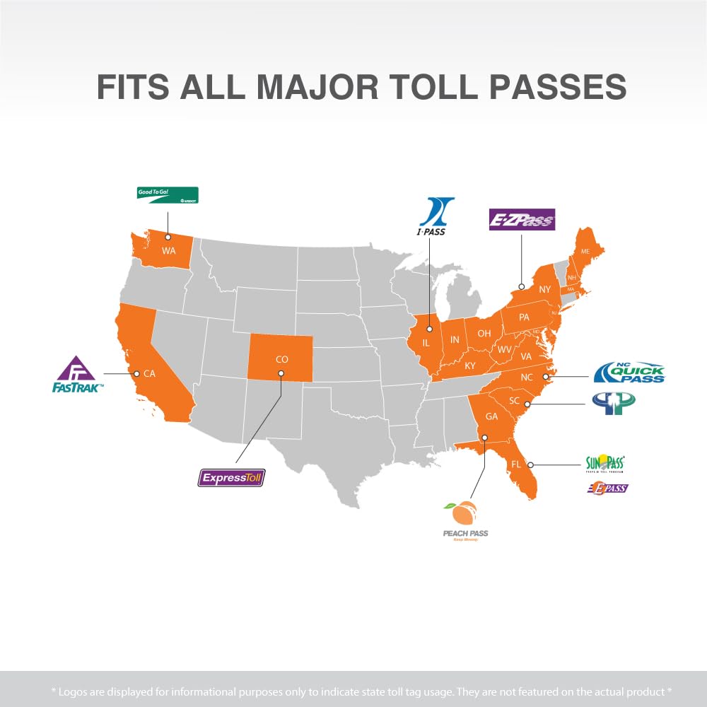 AUTOBOXCLUB EZ Pass Holder - UV Protective, Easy to Install, Fits Most US Toll Passes, Model 5, Adhesive Tape Material